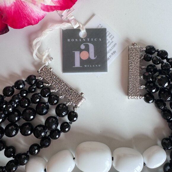 ROSANTICA MILANO Dramatic Blank and White Natural Stones Multi-strand Necklace - Picture 8 of 8